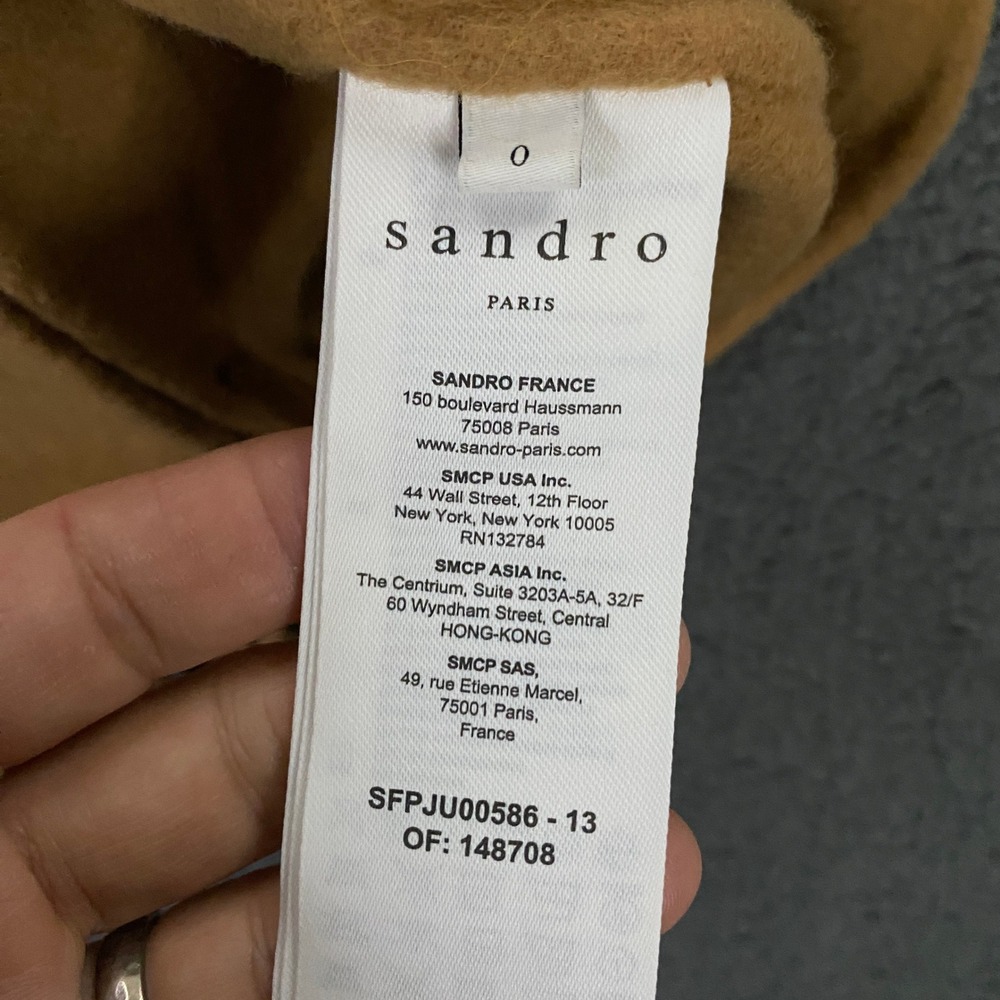 Sandro Luciana Fringe Mini Skirt size O Wool Wrapover Mini Camel - Picture 4 of 12